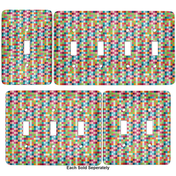 Retro Pixel Squares Light Switch Covers all sizes