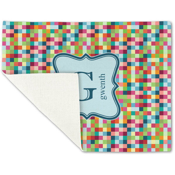 Retro Pixel Squares Linen Placemat - Folded Corner (single side)