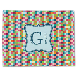Retro Pixel Squares Single-Sided Linen Placemat - Single w/ Name and Initial