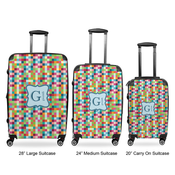 Retro Pixel Squares Luggage Bags all sizes - With Handle