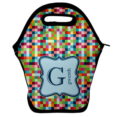 Custom Retro Pixel Squares Lunch Bag w/ Name and Initial