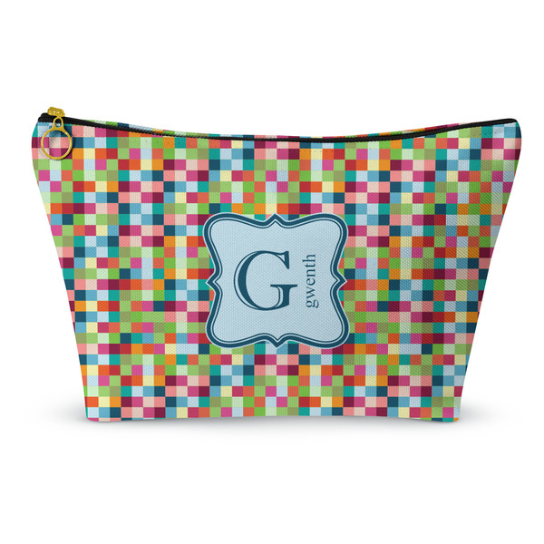 Custom Retro Pixel Squares Makeup Bag - Large - 12.5"x7" (Personalized)