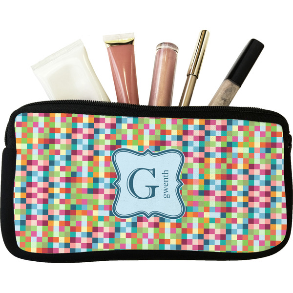 Custom Retro Pixel Squares Makeup / Cosmetic Bag (Personalized)