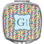 Retro Pixel Squares Compact Makeup Mirror (Personalized)