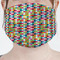 Retro Pixel Squares Mask - Pleated (new) Front View on Girl