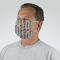 Retro Pixel Squares Mask - Quarter View on Guy