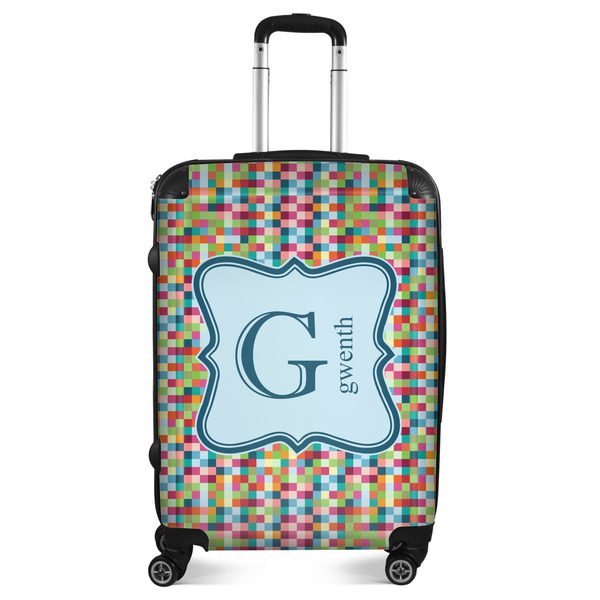 Custom Retro Pixel Squares Suitcase - 24" Medium - Checked (Personalized)