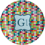 Retro Pixel Squares Melamine Plate (Personalized)