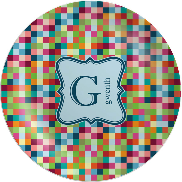 Custom Retro Pixel Squares Melamine Salad Plate - 8" (Personalized)