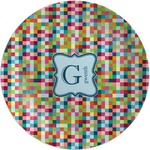 Retro Pixel Squares Melamine Plate (Personalized)