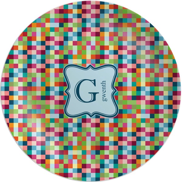 Custom Retro Pixel Squares Melamine Plate (Personalized)