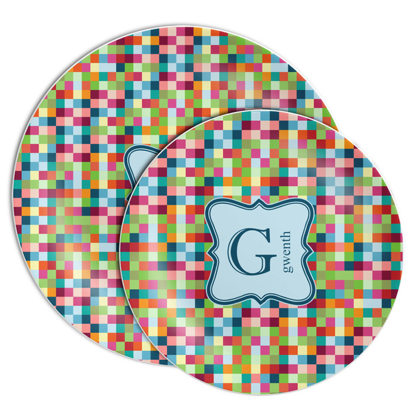 Retro Pixel Squares Melamine Plates - PARENT/MAIN