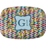 Retro Pixel Squares Melamine Platter (Personalized)