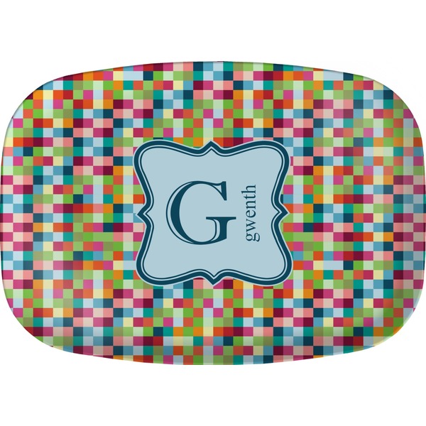 Custom Retro Pixel Squares Melamine Platter (Personalized)