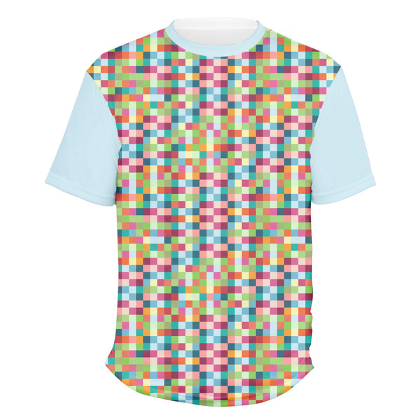 Custom Retro Pixel Squares Men's Crew T-Shirt - Medium
