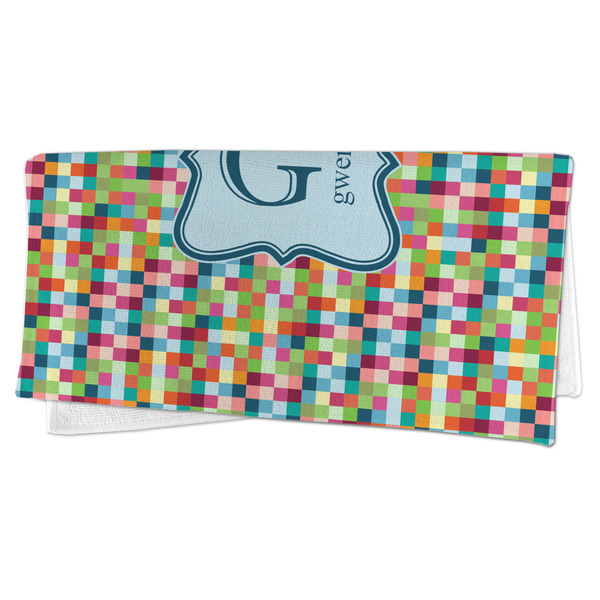 Retro Pixel Squares Microfiber Dish Rag - FOLDED (half)