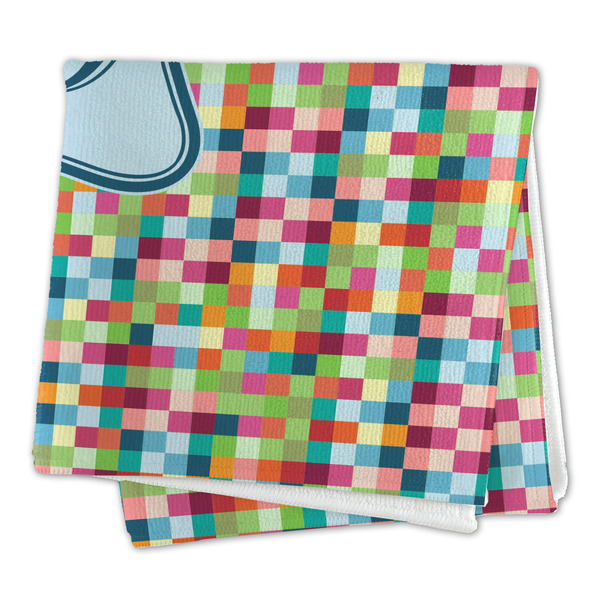 Retro Pixel Squares Microfiber Dish Rag - FOLDED (square)