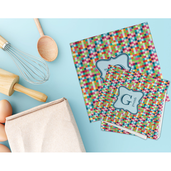 Retro Pixel Squares Microfiber Dish Rag - LIFESTYLE