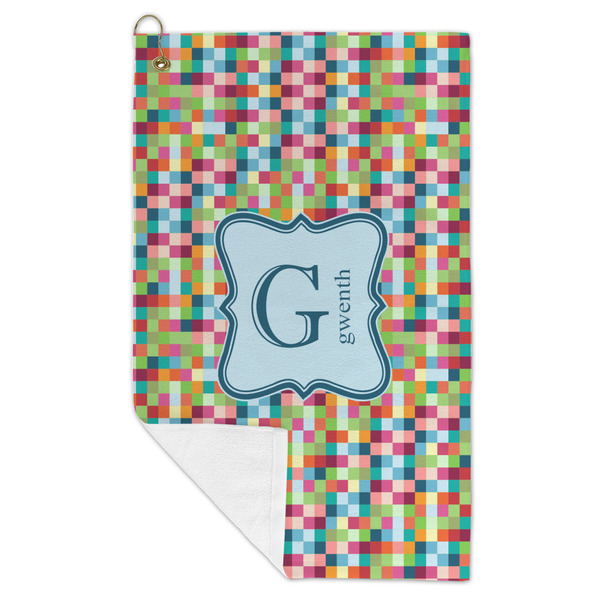 Retro Pixel Squares Microfiber Golf Towels - FOLD
