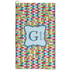 Retro Pixel Squares Microfiber Golf Towel - Large (Personalized)