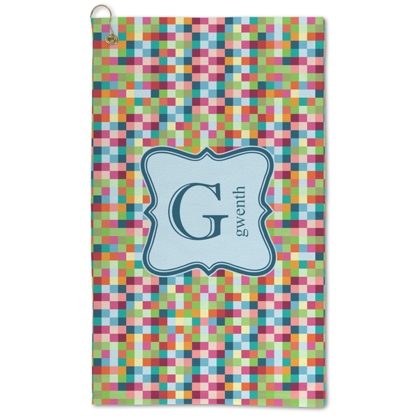 Custom Retro Pixel Squares Microfiber Golf Towel - Large (Personalized)