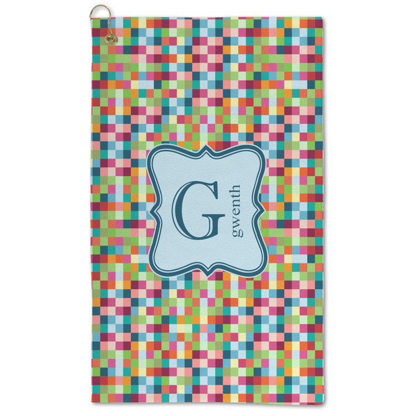 Custom Retro Pixel Squares Microfiber Golf Towel - Large (Personalized)