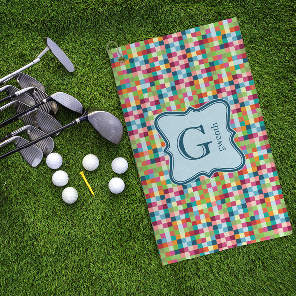 Retro Pixel Squares Microfiber Golf Towels - LIFESTYLE