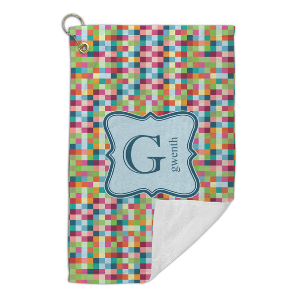 Retro Pixel Squares Microfiber Golf Towels Small - FRONT FOLDED