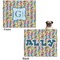 Retro Pixel Squares Microfleece Dog Blanket - Large- Front & Back
