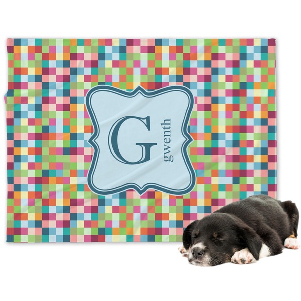 Custom Retro Pixel Squares Dog Blanket - Regular (Personalized)