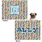 Retro Pixel Squares Microfleece Dog Blanket - Regular - Front & Back