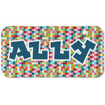 Retro Pixel Squares Mini/Bicycle License Plate (2 Holes) (Personalized)