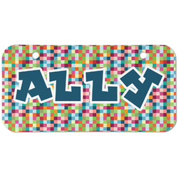 Retro Pixel Squares Mini/Bicycle License Plate (2 Holes) (Personalized)