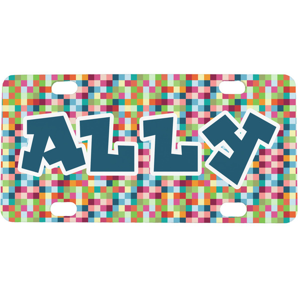 Custom Retro Pixel Squares Mini/Bicycle License Plate (Personalized)