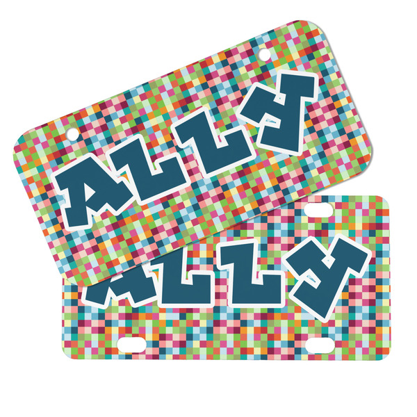Retro Pixel Squares Mini License Plates - MAIN (4 and 2 Holes)