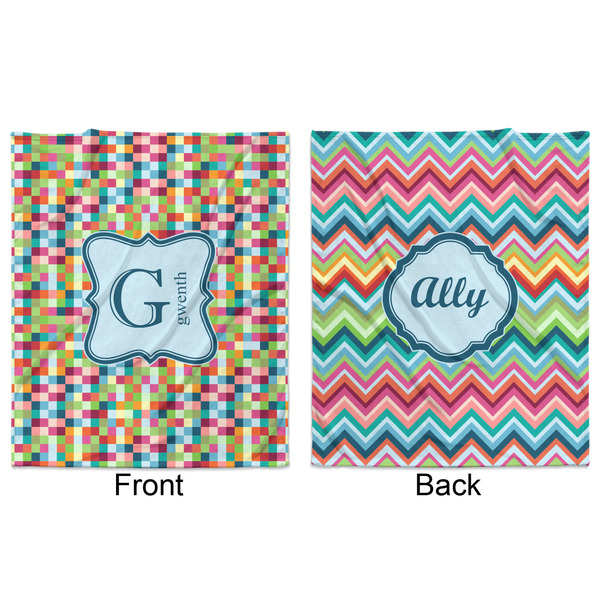 Retro Pixel Squares Minky Blanket - 50"x60" - Double Sided - Front & Back