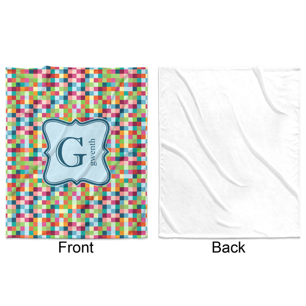Retro Pixel Squares Minky Blanket - 50"x60" - Single Sided - Front & Back