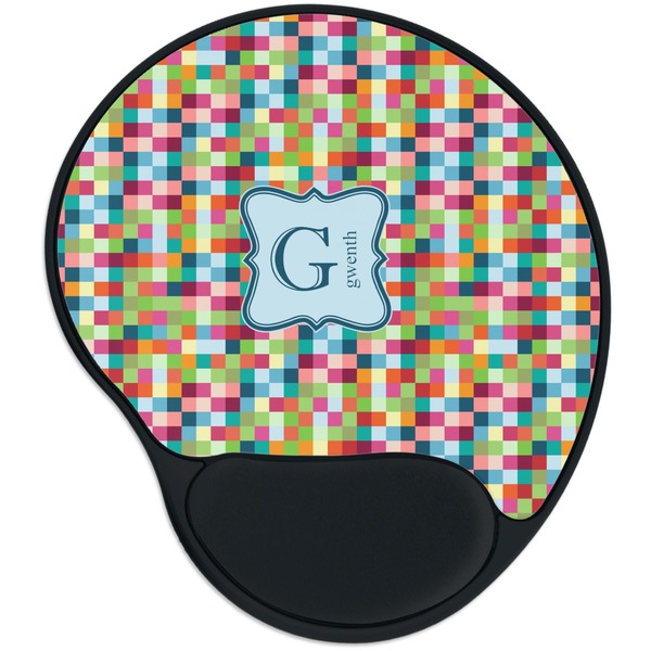 Custom Retro Pixel Squares Mouse Pad with Wrist Support