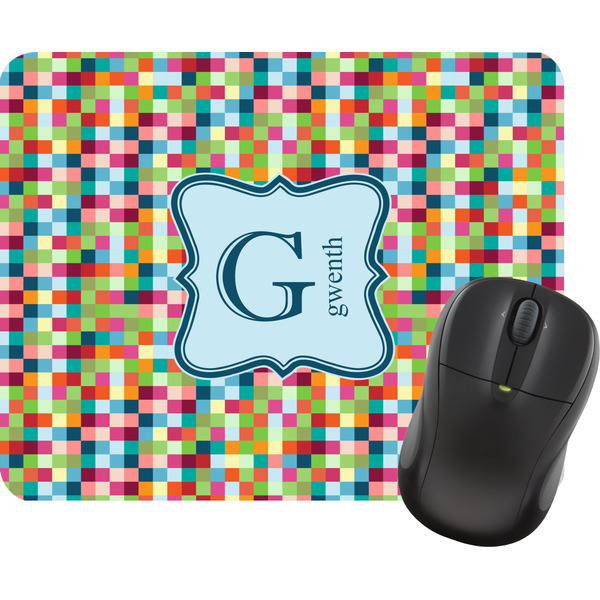 Custom Retro Pixel Squares Rectangular Mouse Pad (Personalized)