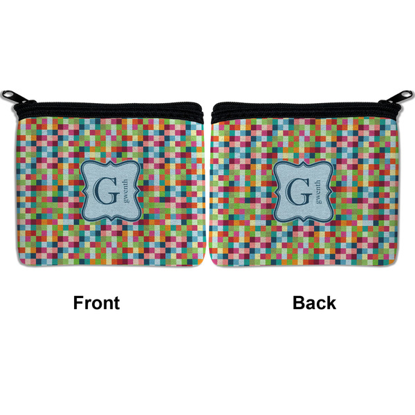 Retro Pixel Squares Neoprene Coin Purse - Front & Back (APPROVAL)