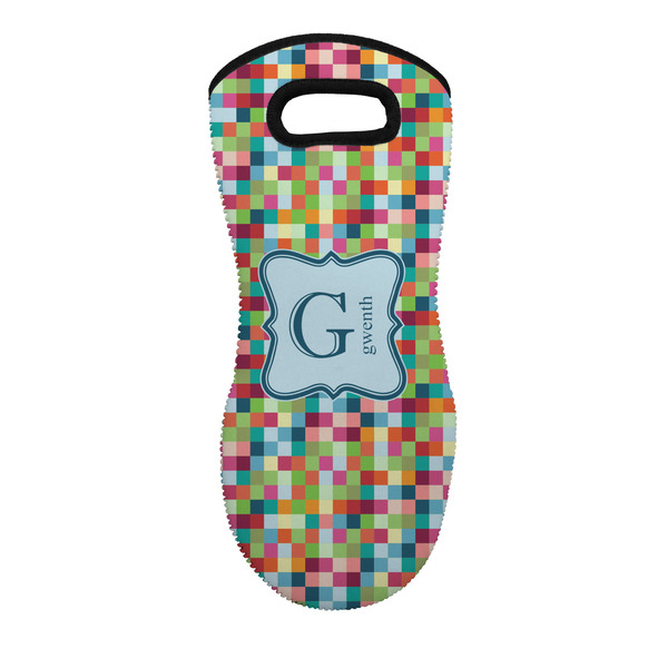Custom Retro Pixel Squares Neoprene Oven Mitt w/ Name and Initial