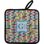 Retro Pixel Squares Pot Holder w/ Name and Initial