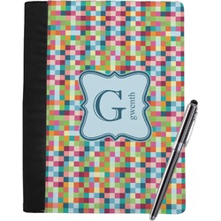 Retro Pixel Squares Notebook Padfolio - Large w/ Name and Initial