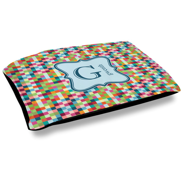 Custom Retro Pixel Squares Outdoor Dog Bed - Large (Personalized)