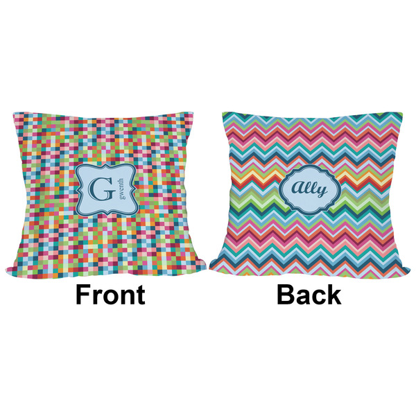 Retro Pixel Squares Outdoor Pillow - 16x16