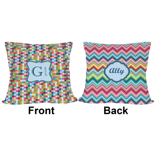 Retro Pixel Squares Outdoor Pillow - 18x18