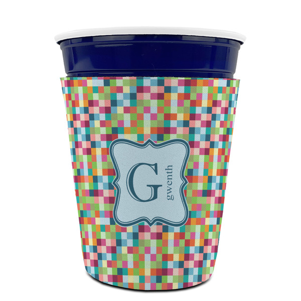 Retro Pixel Squares Party Cup Sleeves - without bottom - FRONT (on cup)
