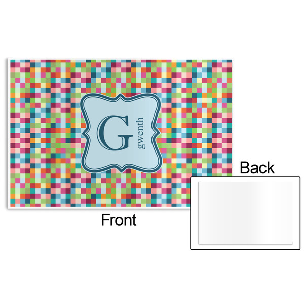 Retro Pixel Squares Disposable Paper Placemat - Front & Back