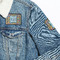 Retro Pixel Squares Patches Lifestyle Jean Jacket Detail