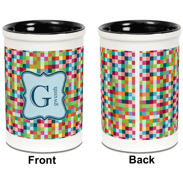 Retro Pixel Squares Pencil Holder - Black - approval